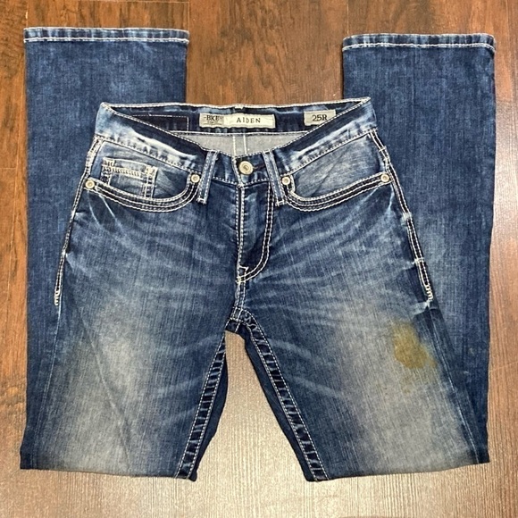 BKE DENIM “Aiden” boot leg jeans Size 25R *bbq stain on left leg EUC - Picture 14 of 16